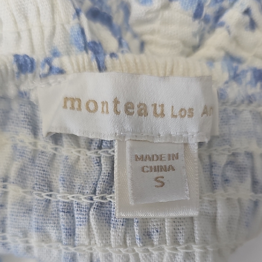 Monteau Blue and White Floral Top - Picture 4 of 5